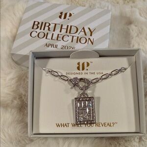 bp Rhodium CZ Rectangle Pendant Necklace